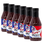 6 bottles of Craigs' BBQ Sauce in a diagonal row