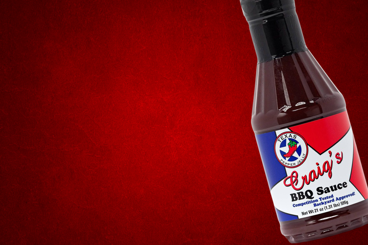 Craigs' BBQ sauce on a gardient red background for a popup ad